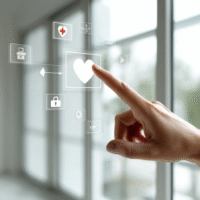Itinai.com hand touching a life health symbol with icons on a e4d6f605 601c 445e 903d 5f862f2720a4 3