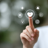 Itinai.com hand touching a medical cross symbol with icons on 249c419b d94c 424f 8f93 e087a960f906 2