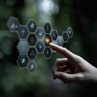 Itinai.com hand touching a medical cross symbol with icons on 3241d96e 99f5 4409 8597 b67523ae23d6 2