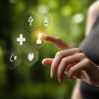 Itinai.com hand touching a medical cross symbol with icons on 3551fd2e f41b 4000 bf57 f9bb1289c7ed 3