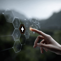 Itinai.com hand touching a medical cross symbol with icons on 4028de97 1c4a 4db1 a436 22452950a9cb 2