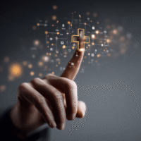 Itinai.com hand touching a medical cross symbol with icons on 8f02db19 9cf5 45d8 ac6b 32f419c6f1f0 1