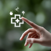 Itinai.com hand touching a medical cross symbol with icons on 97b9656d c559 47f8 b030 646adec7e7a6 3
