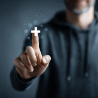 Itinai.com hand touching a medical cross symbol with icons on 9cd5a0ea 7977 4520 bbd9 6a158564cdaa 0