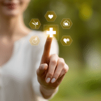 Itinai.com hand touching a medical cross symbol with icons on e5b87c19 7951 4f13 a5d0 d29b22a508e8 1