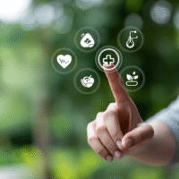 Itinai.com hand touching a medical cross symbol with icons on ebee3b39 8144 44b6 b775 2ecc5a6cd58c 3