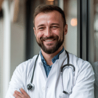 Itinai.com report type photo of smiling russian doctor with a 833cdf8a 9589 4c3f a549 48a67284d363 2